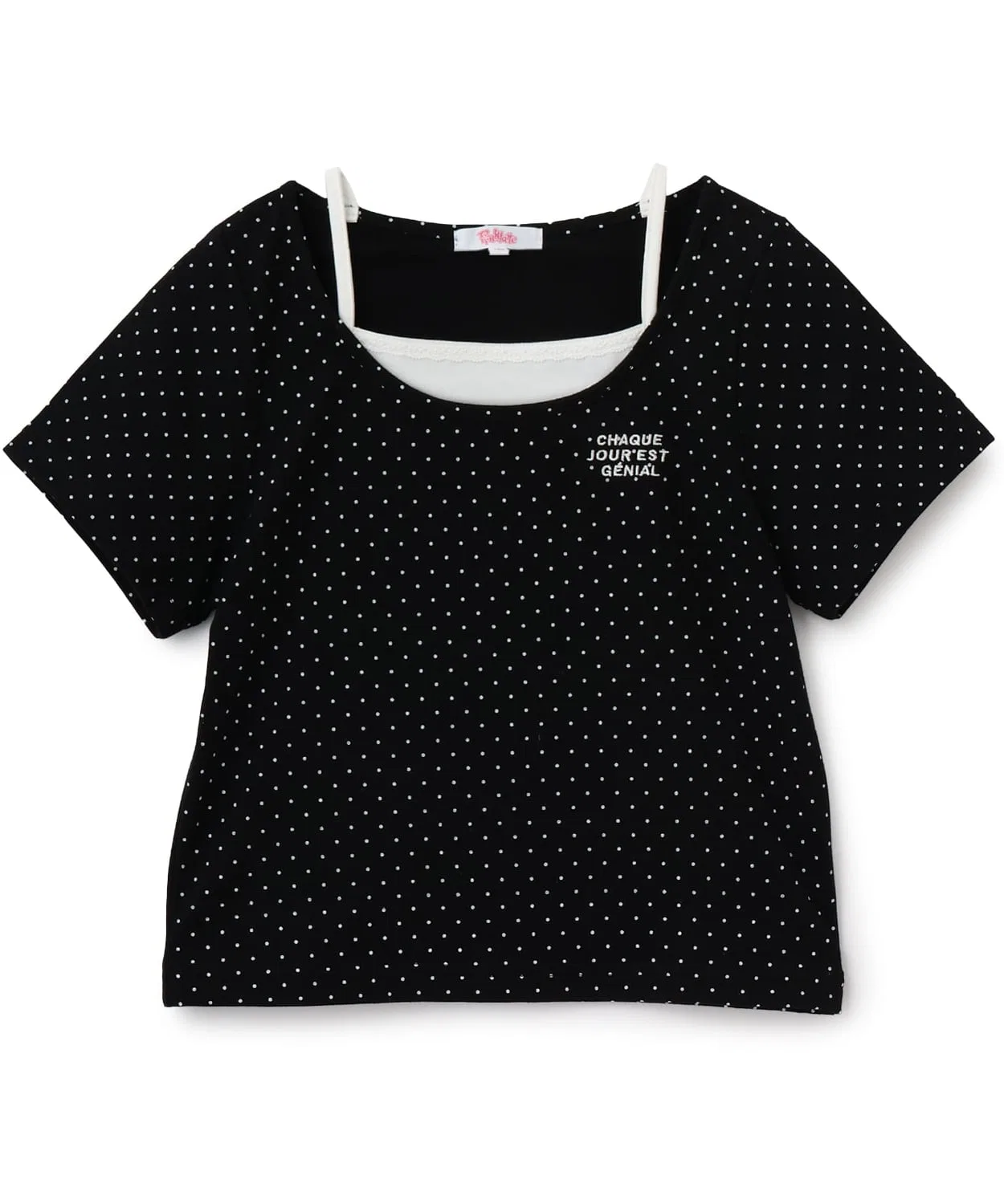 Детская футболка с принтом в горошек Layered Top PINK-latte, Black