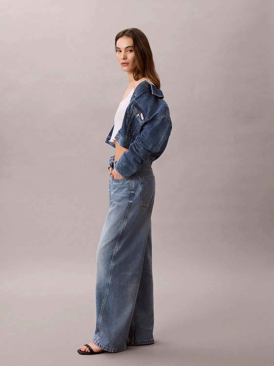 Джинсы мешковатые Calvin Klein, низкая посадка, синие — фото 3