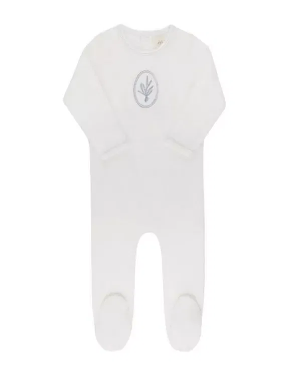 Комплект для новорожденных велюровый с цветочным принтом Unisex velour center floral collection Ely'S & Co., Ivory | Blue — фото 2
