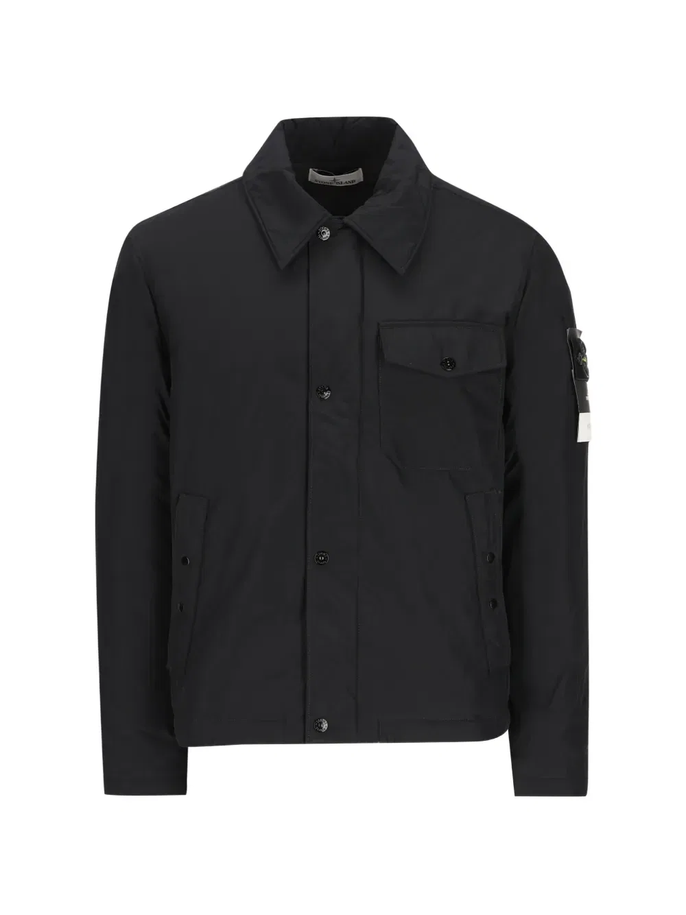 Куртка-рубашка из микрофибры Micro Reps с нашивкой-логотипом Stone Island, черный