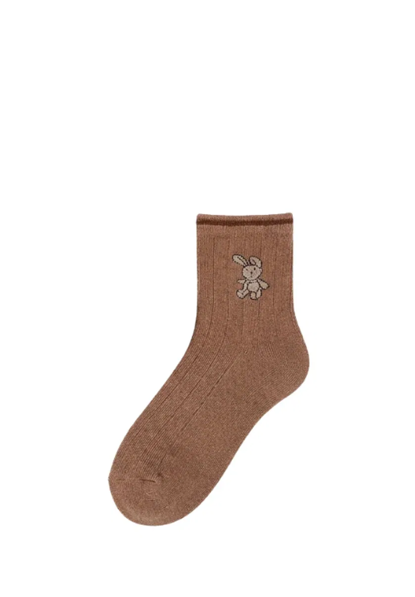 Mädchen socken mit hase motiv - упаковка из 4 шт. - носки Yuhu, Braun Weiß Schwarz — фото 2