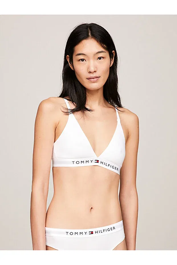 Женский спортивный бюстгальтер-бралетт с V-образным вырезом Tommy Hilfiger, White