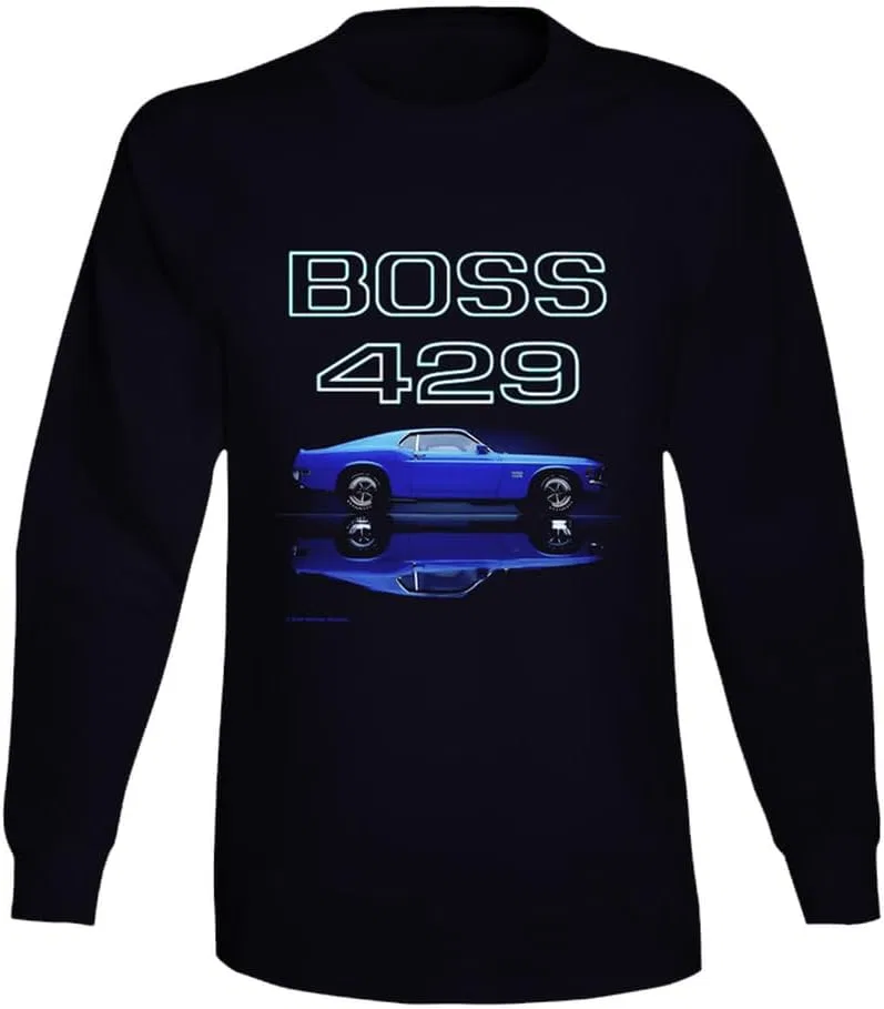 Мужская футболка с длинным рукавом Boss 429 Musclecar Mystang 70 Fastback Big Block Gift, Black