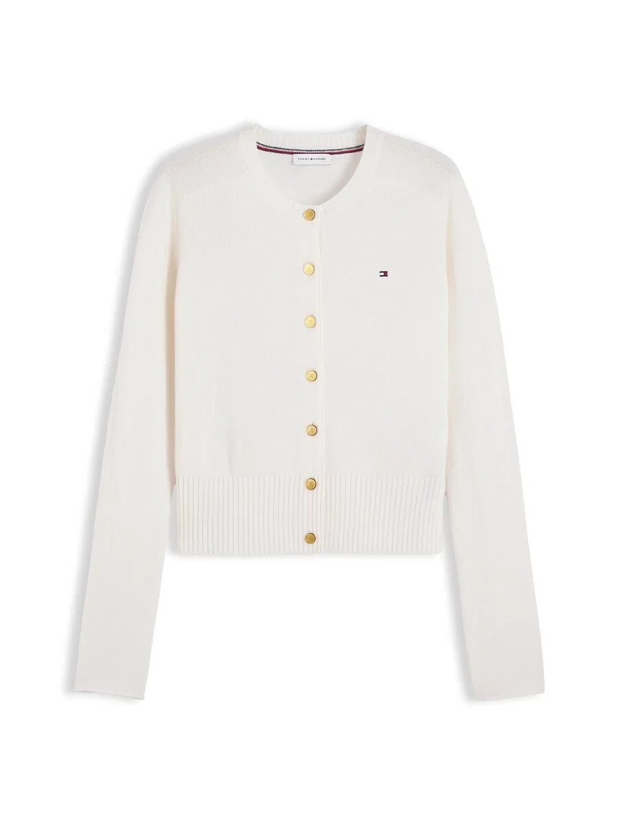 Вязаный кардиган TOMMY HILFIGER пастельно-желтого цвета