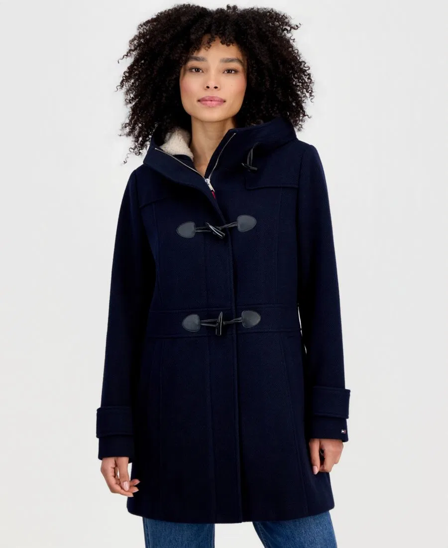 Пальто-тренчкот с капюшоном из искусственного меха Tommy Hilfiger, Navy — фото 3