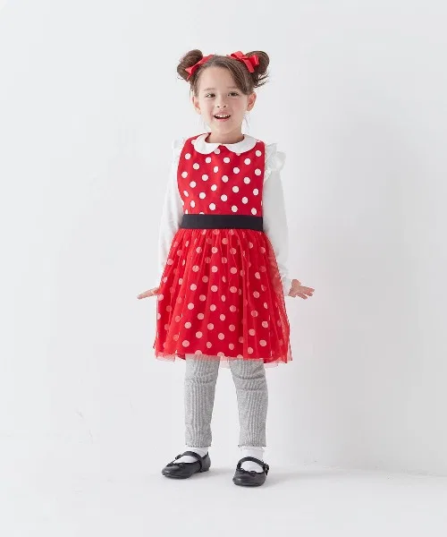 Детское платье-фартук с принтом, модель Minnie Mouse Disney, Red