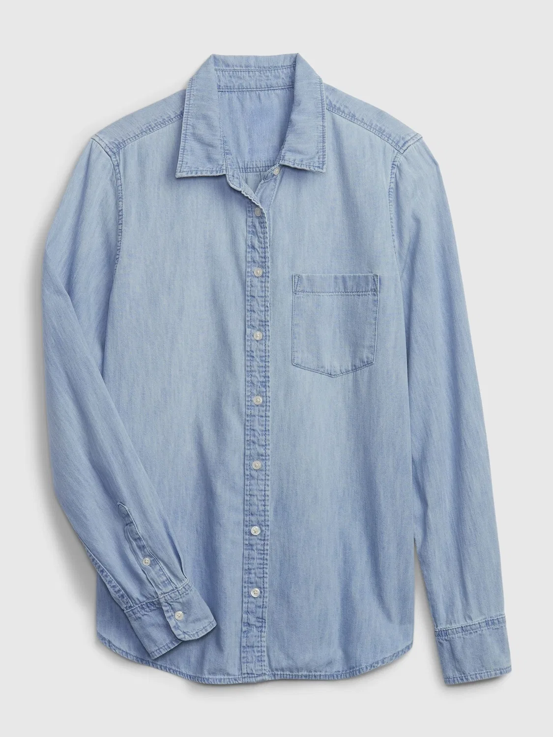 Рубашка классическая Gap Blue Cotton Denim, синий — фото 4
