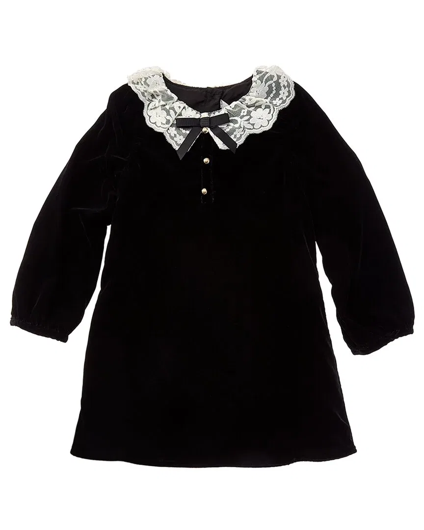 Детское платье для девочек с кружевным воротником The Velvet Lace Collar Dress Janie and Jack, черный