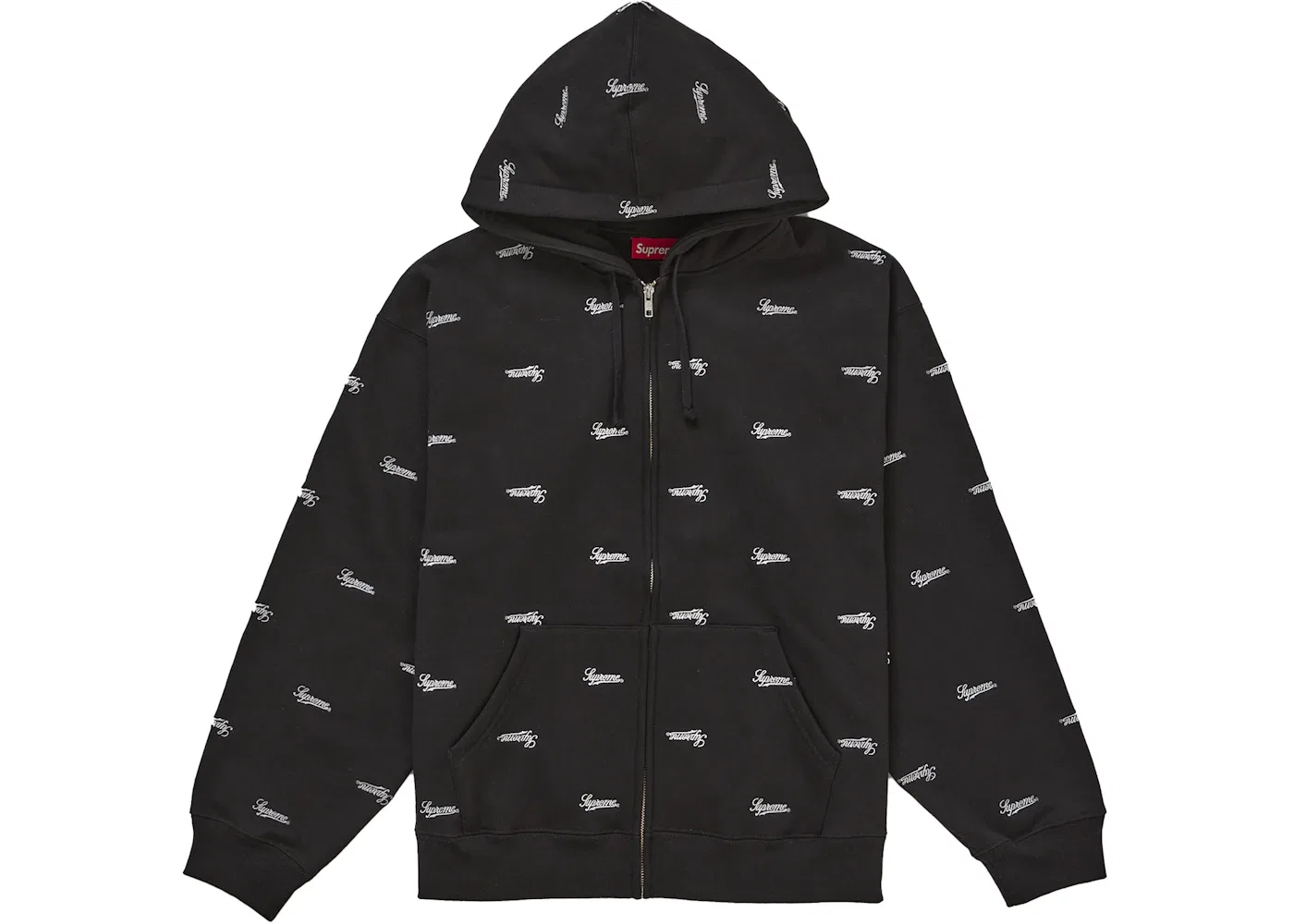 Мужской худи с молнией с принтом Repeat Script Supreme, Black