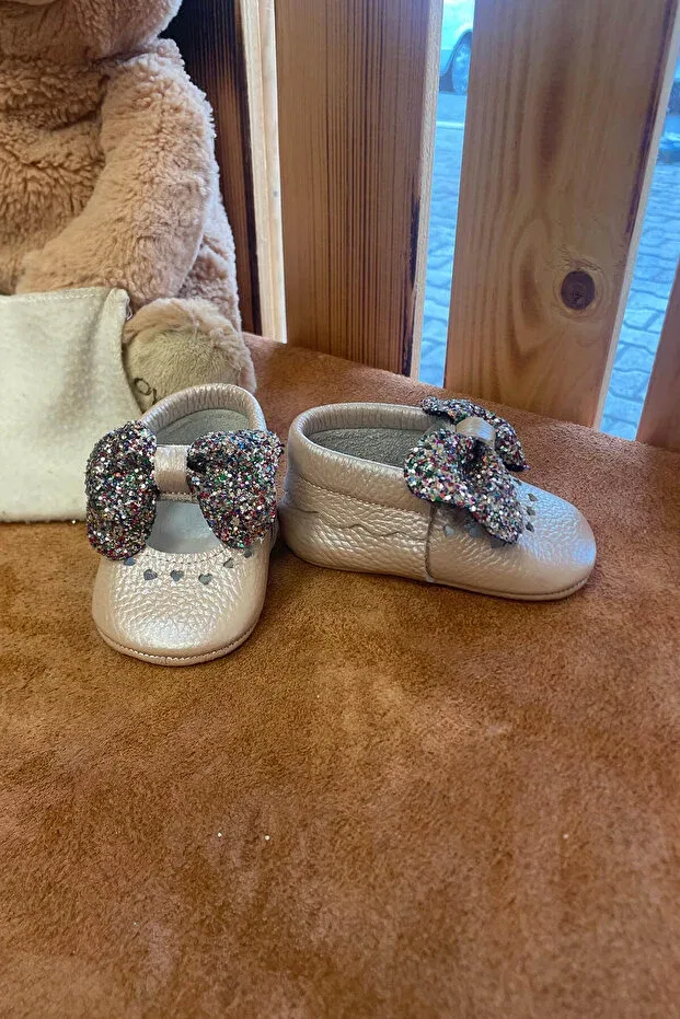 Детские тапочки для девочек из натуральной кожи Natural leather bobby salmon baby loafer Beybium, Salmon — фото 2