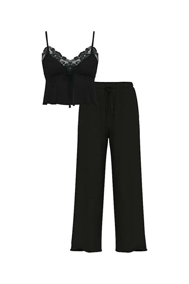 Женский комплект пижамы кружевной из модала Victoria'S Secret, Black — фото 3