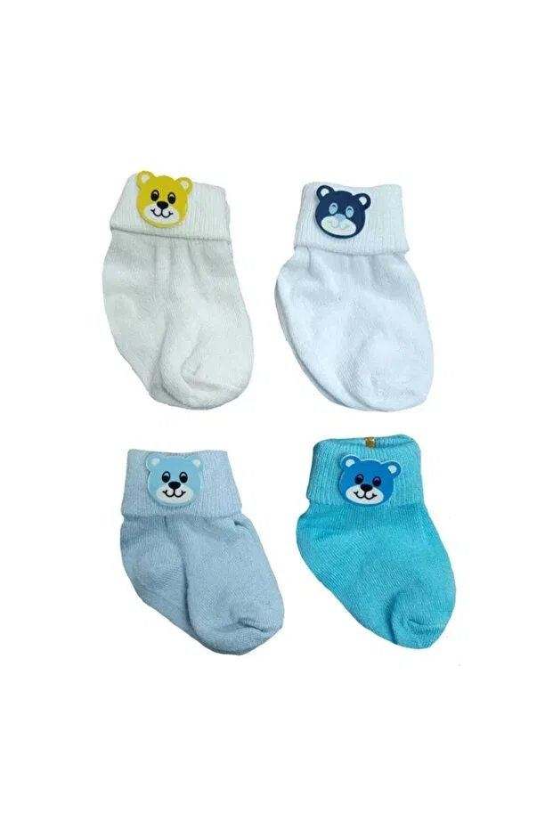 Детские носки для новорожденных с аксессуарами Baby Bakkal, Ecru - White - Blue - Turquoise