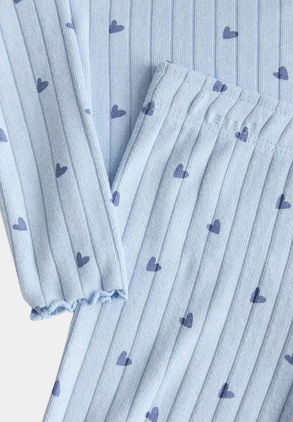 Пижамный комплект с принтом Ribbed heart set Marks & Spencer Mix, синий — фото 2