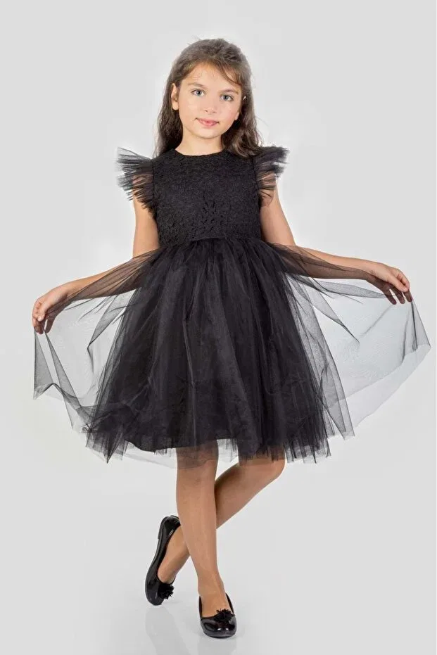 Детское платье для девочек кружевное Mnk Baby&Kids, Black — фото 4