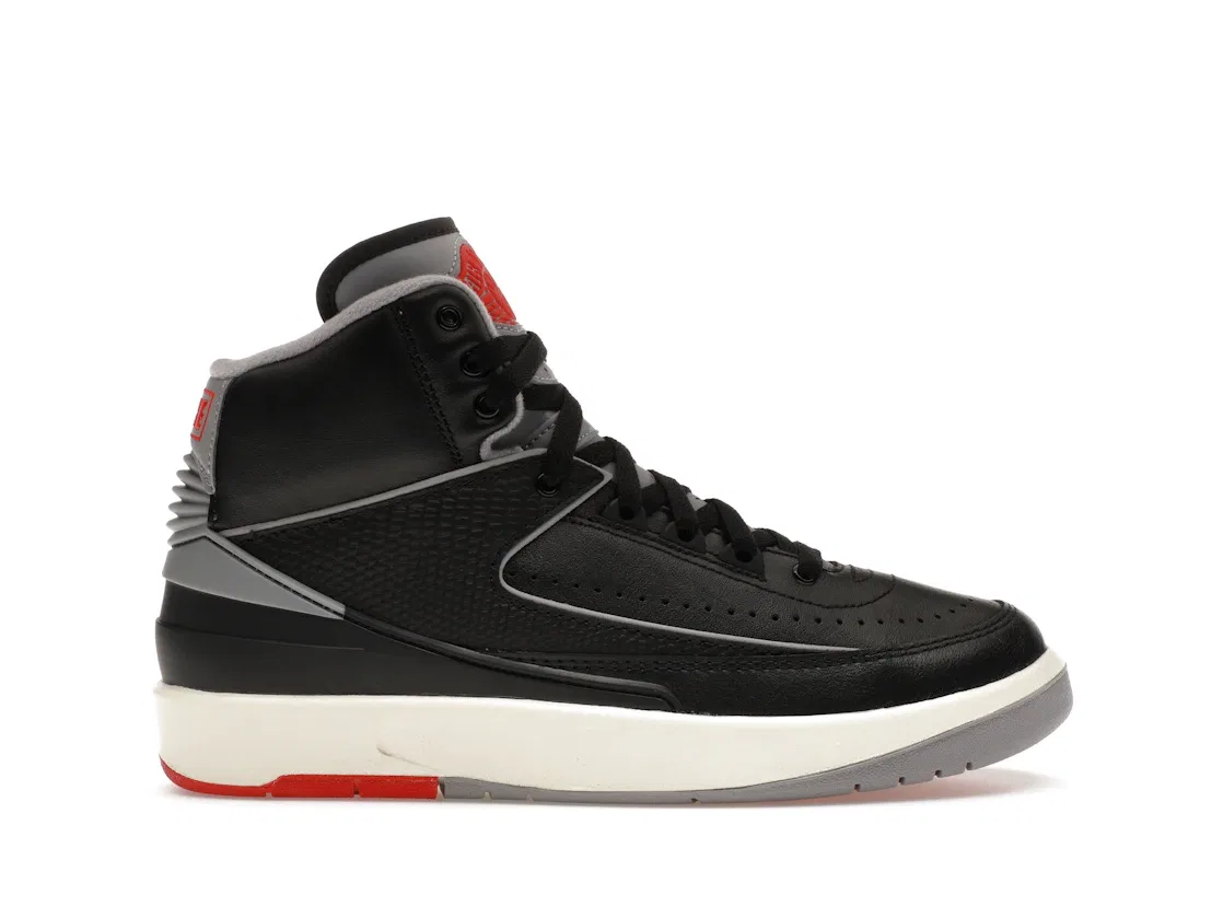Детские кроссовки Lifestyle с принтом Jordan 2 Retro Jordan, Black/Fire Red/Sail/Cement Grey