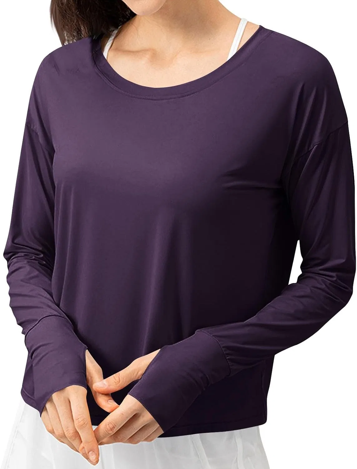 Женская рашгард с защитой UPF 50+ с длинным рукавом, Purple-02