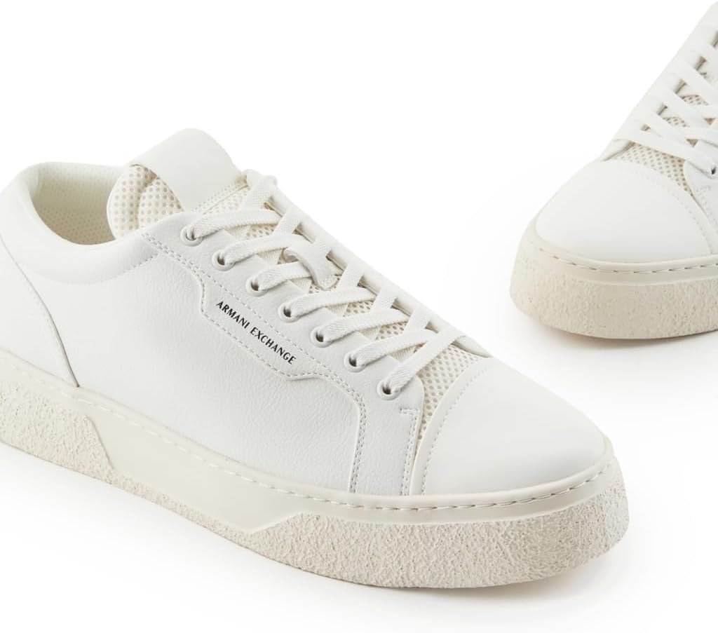 Мужские классические кроссовки Emporio Armani с чистым дизайном и львиной эмблемой Armani Exchange, слоновая кость — фото 4