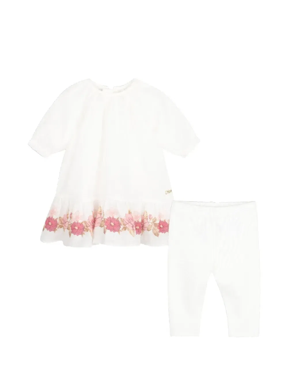 Комплект с оборками и цветочным принтом Chloe Kids, белый