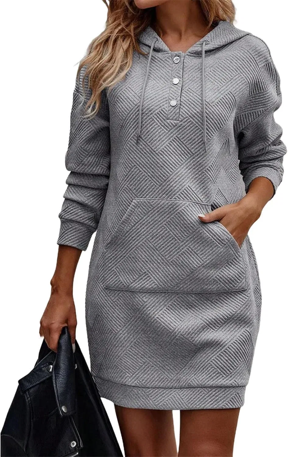 Женское свободное худи-платье с капюшоном Generic, Gray