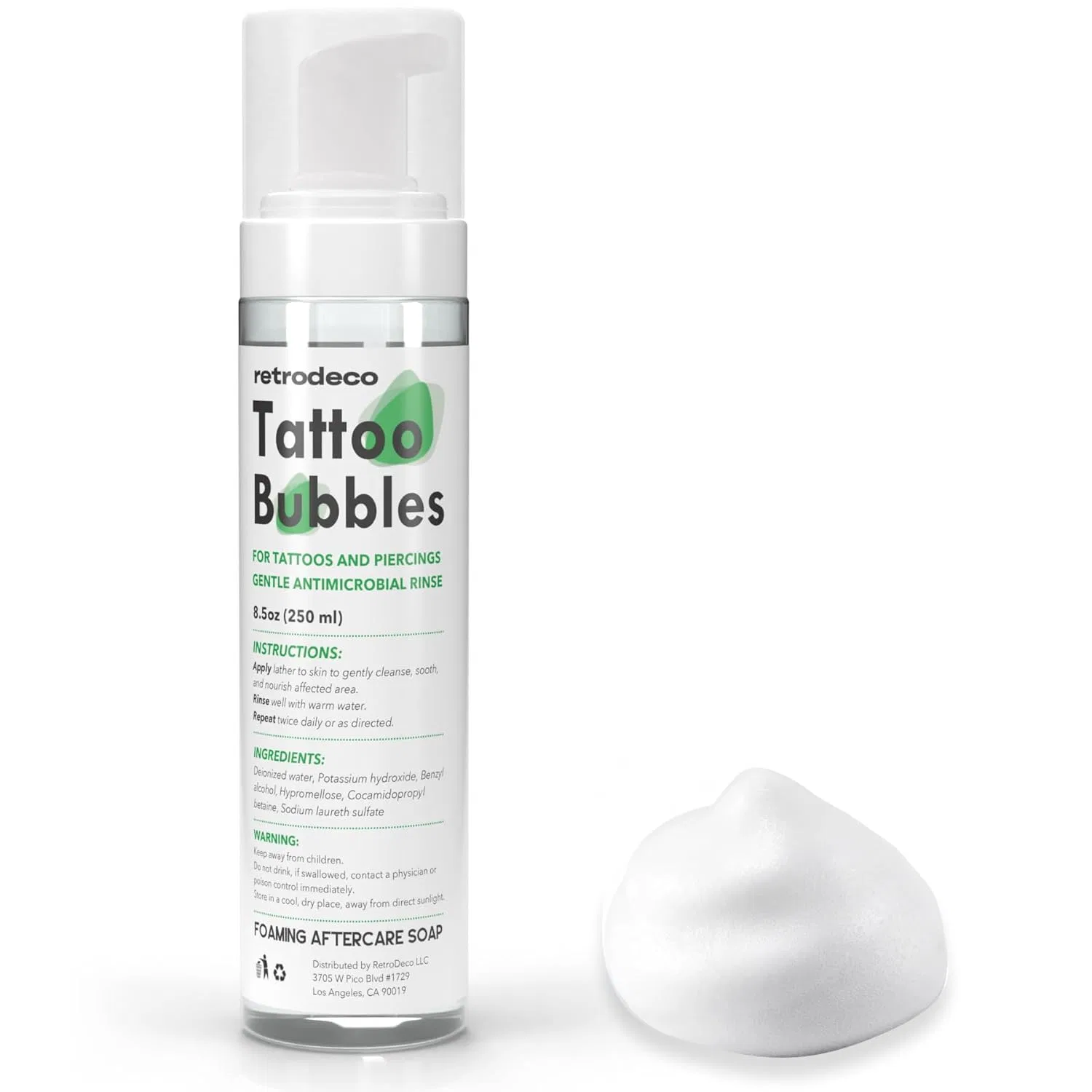 Пенящееся мыло для тату и пирсинга RetroDeco Tattoo Bubbles, 8.5 fl oz