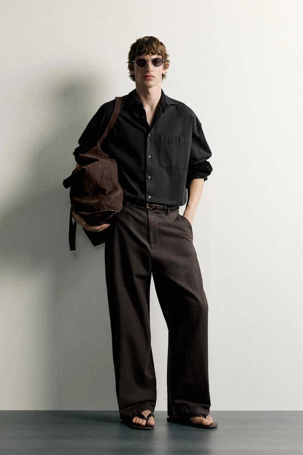 Брюки бочкообразного кроя ZARA, Chocolate brown