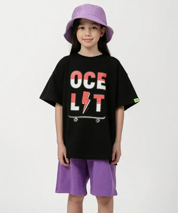 Футболка оверсайз с принтом Bolt Skate, OCLTSJ-58, Ocelot Junior, черный