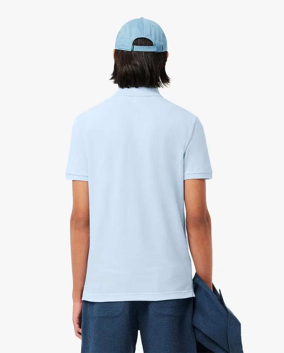 Мужское поло Lacoste с коротким рукавом, из хлопка пике, Azul Claro — фото 2