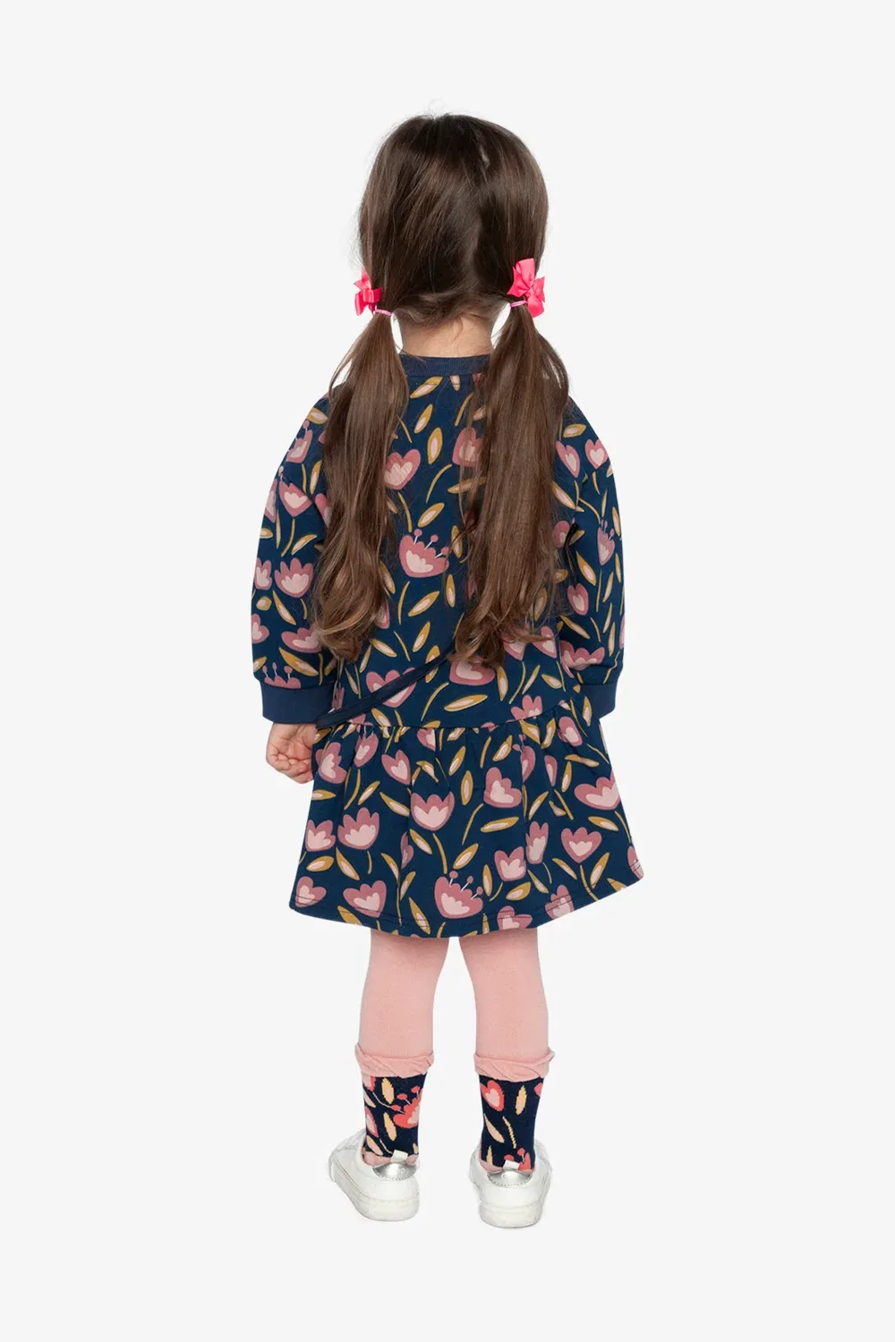 Детское платье из футера с длинным рукавом Blue Tulip Print Deux par Deux, Blue Tulip Print — фото 4