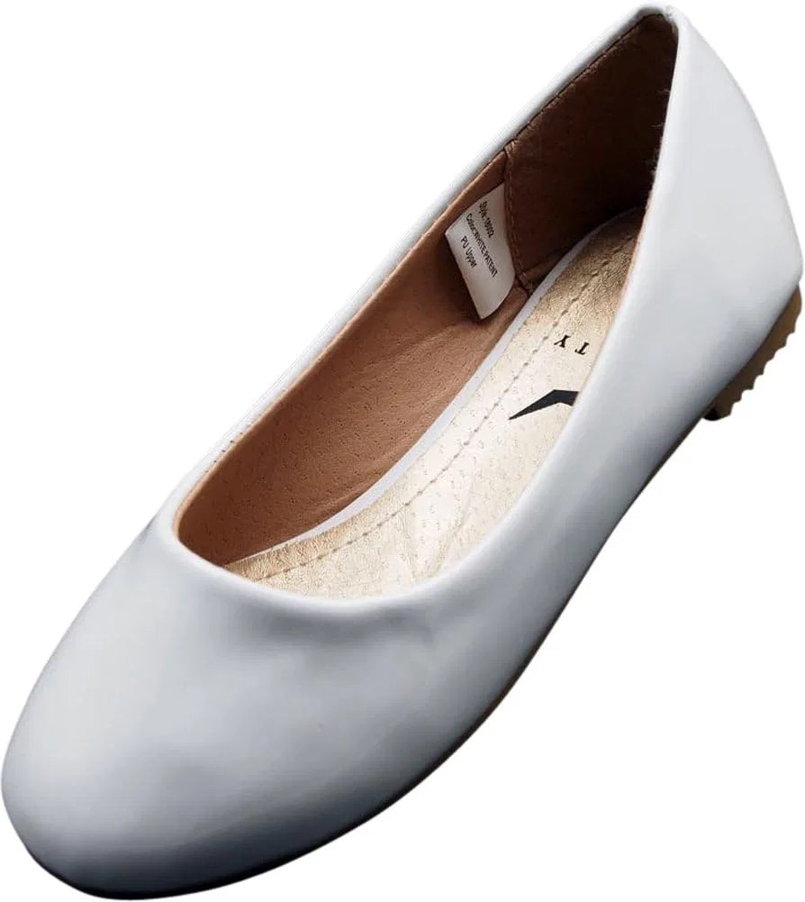 Детские балетки для девочек с мягкой стелькой NORTY, White Patent
