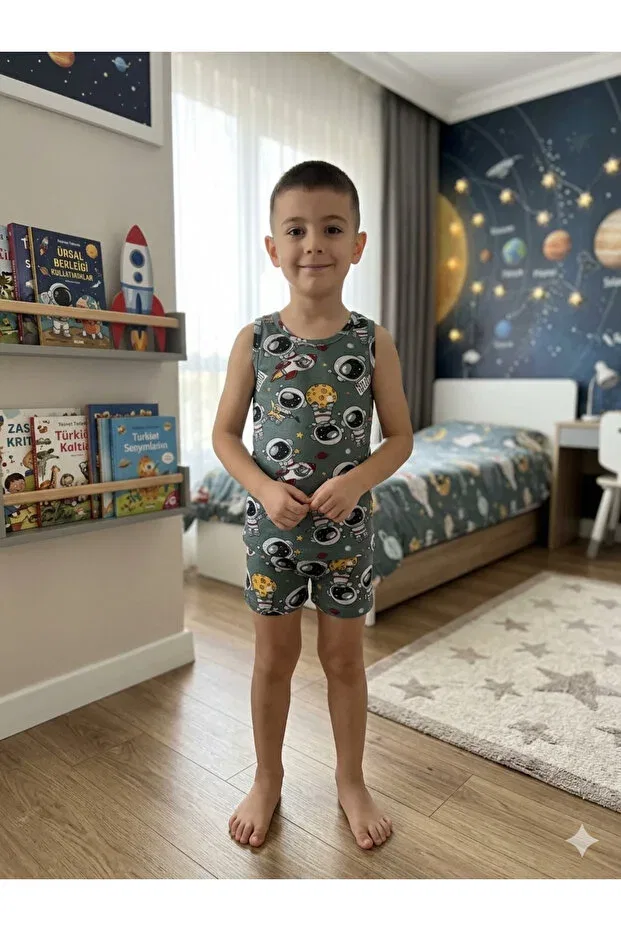 Детский комплект нижнего белья для мальчиков хлопковый Astronaut Elmas Kids, Green