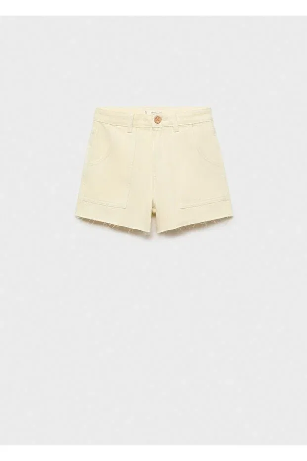Детские шорты для девочек хлопковые Mango Kids, Pastel Yellow — фото 2