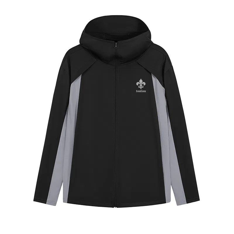 Детская куртка-ветровка с защитой от солнца Tonlion, Color-Blocked Breathable Sun-Protective Clothing In Military Green (Tb Gothic Gray Shadow Chest Patch) — фото 3