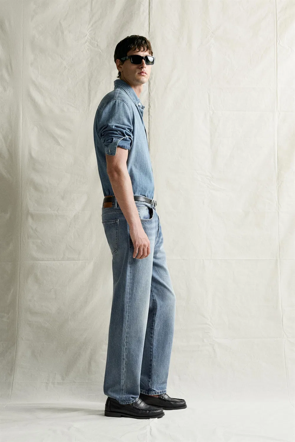Свободные джинсы до щиколотки ZARA, Mid-blue — фото 4