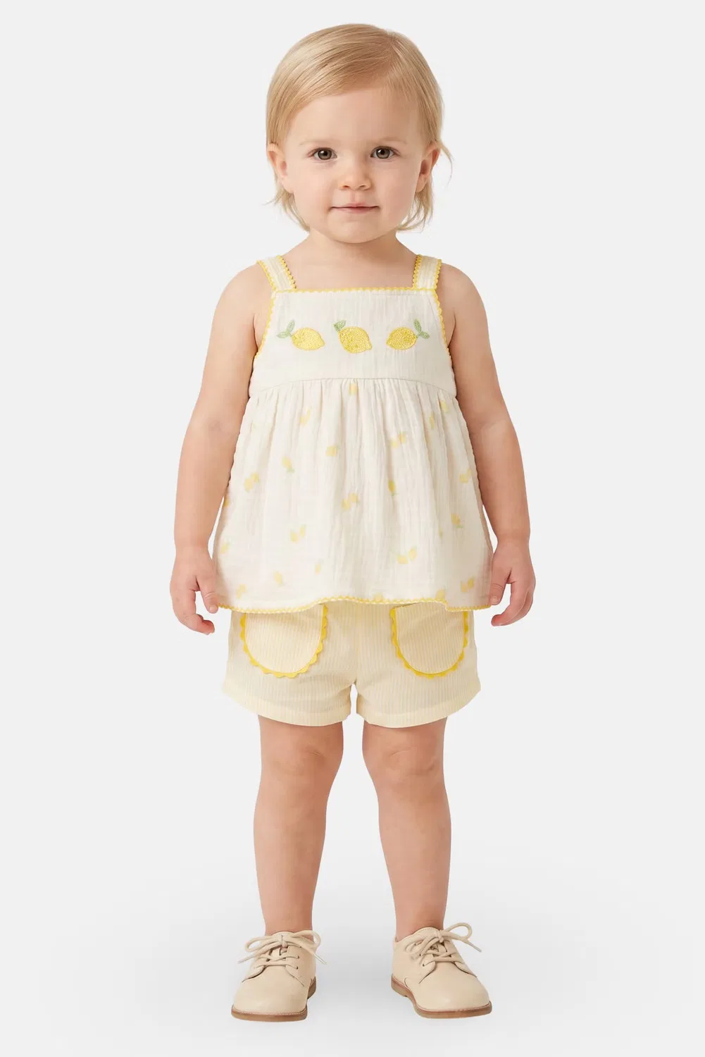 Комплект с вышивкой для девочки Baby Essentials, желтый