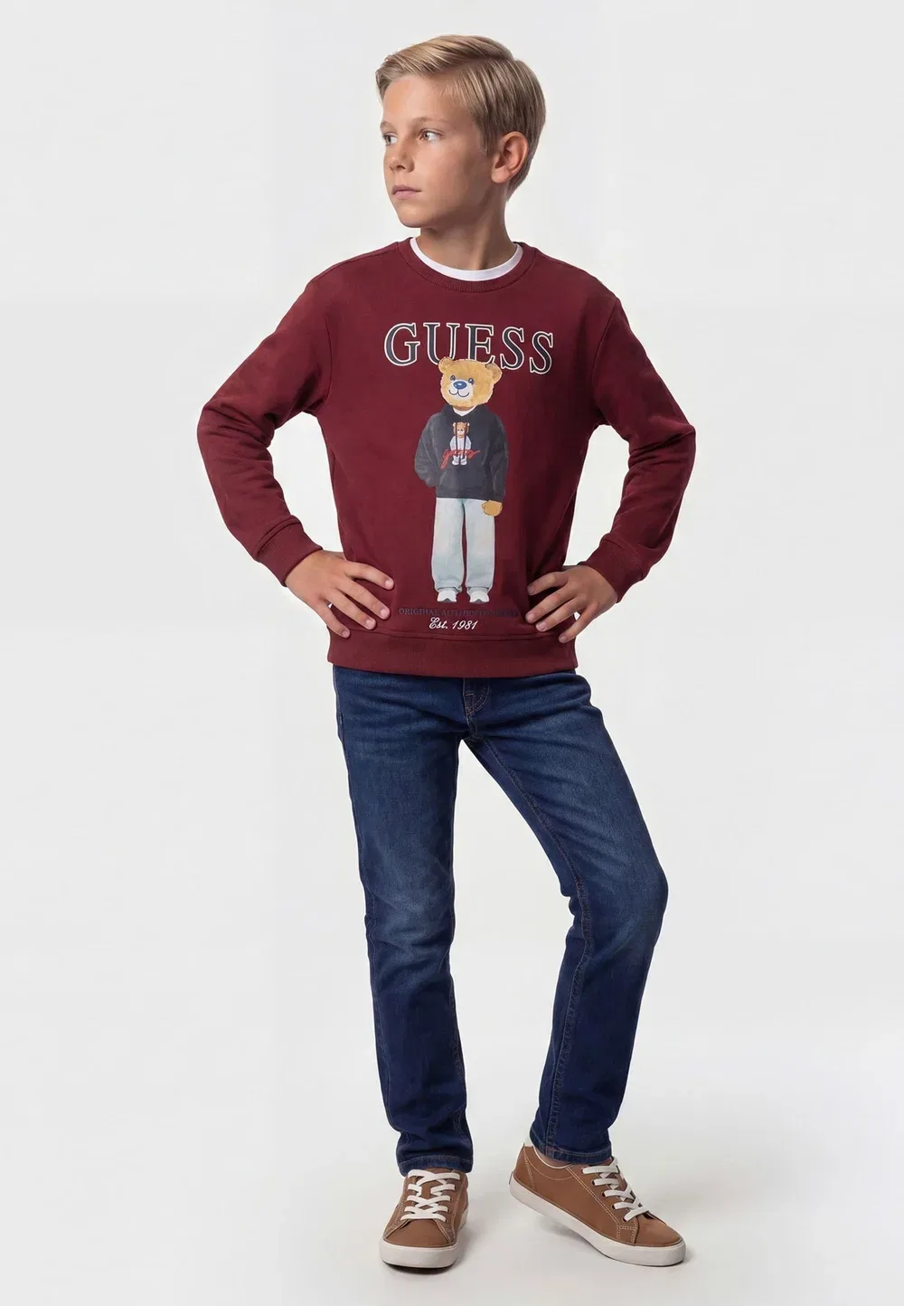 Толстовка с логотипом gedrucktem - толстовка Guess, Dunkelrot