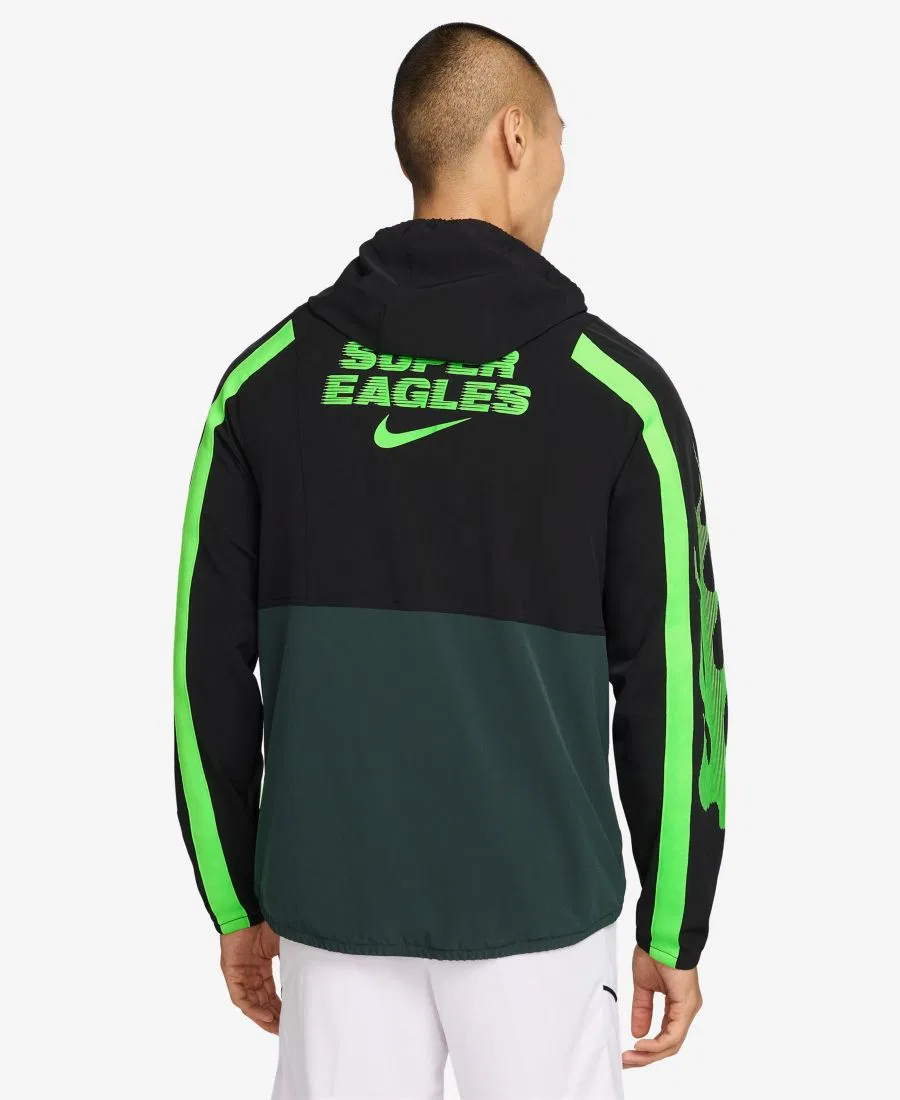 Куртка ветровка Nike, с длинным рукавом, модель Nigeria Energy Soccer Dri-FIT Woven Jacket, Black Pro Green — фото 3