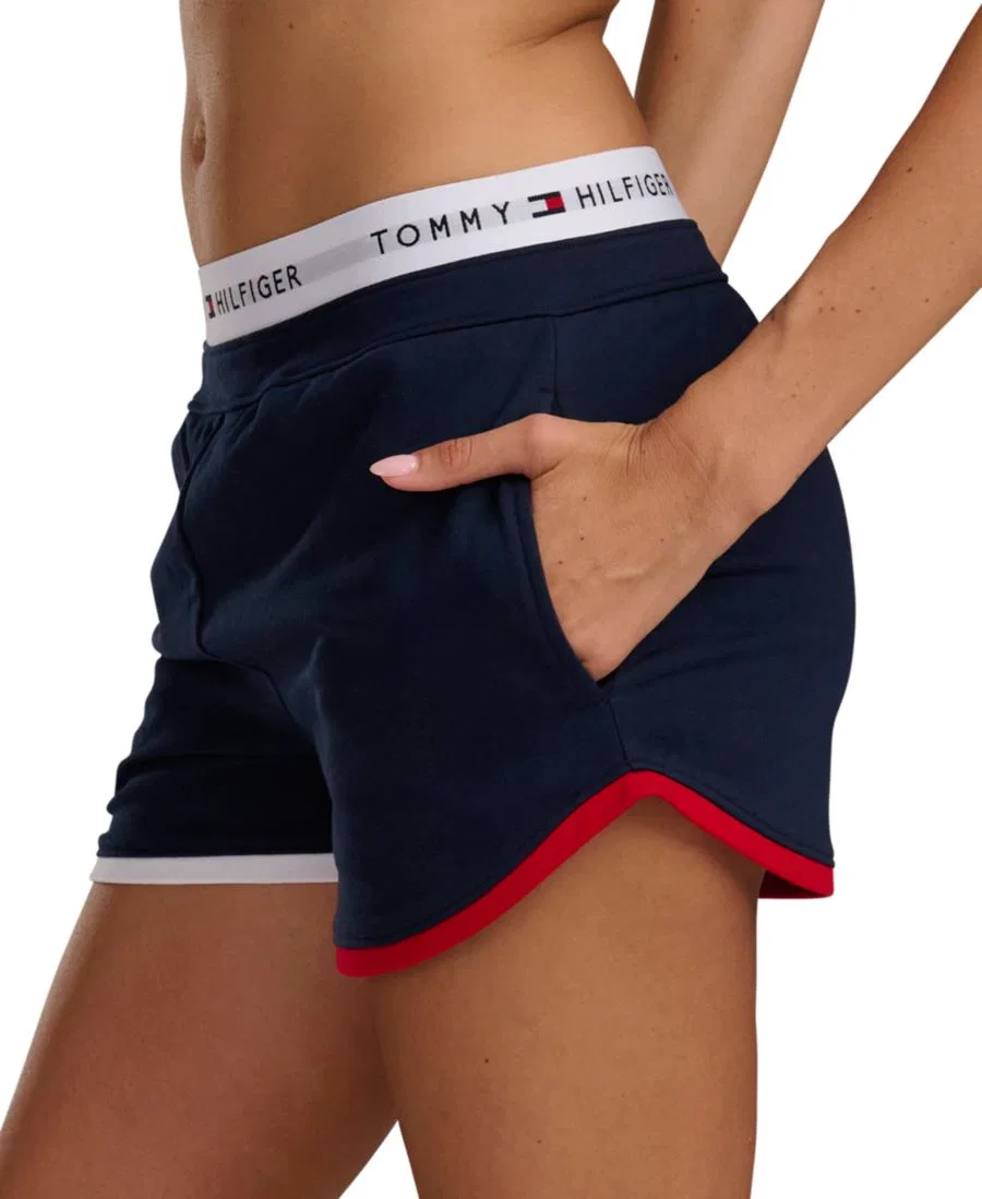 Женские шорты-боксеры из французского терри с логотипом Tommy Hilfiger, Sky Captain — фото 3