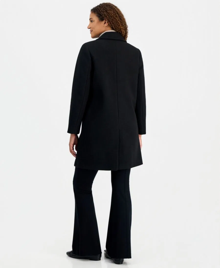 Пальто-кокон однобортное с узором «елочка» Calvin Klein, Black — фото 3