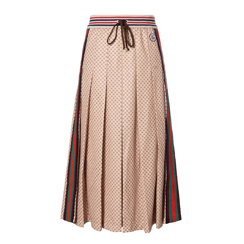 Юбка Gucci Interlocking G Print Pleated, бежевый