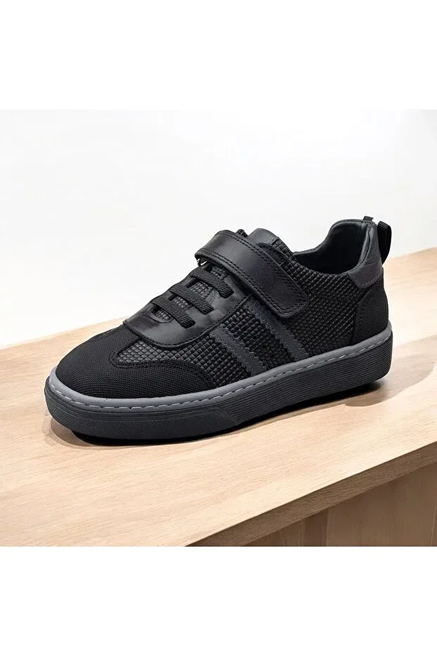 Детские туфли для девочек кожаные с ортопедической стелькой Jojo Kids, Black Gray — фото 3