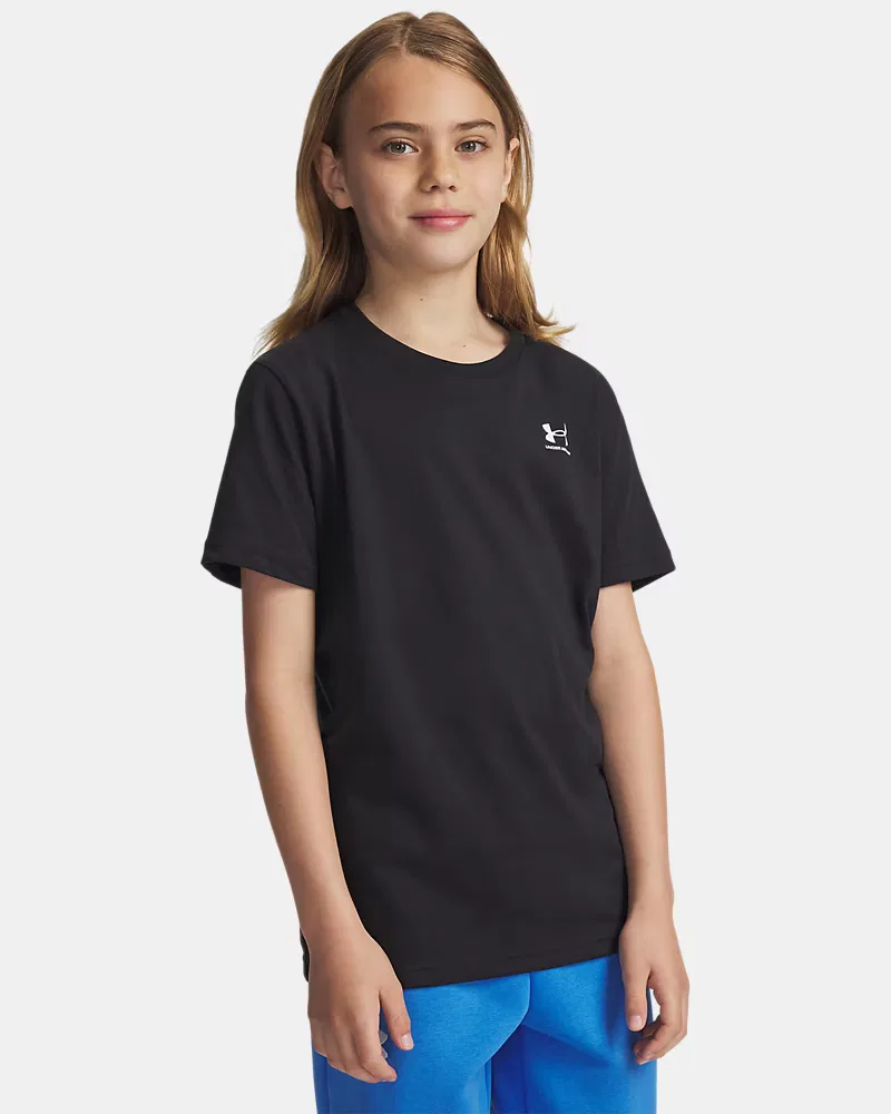 Футболка для мальчиков с коротким рукавом из хлопковой смеси UA Sportstyle UnderArmour, Black/White