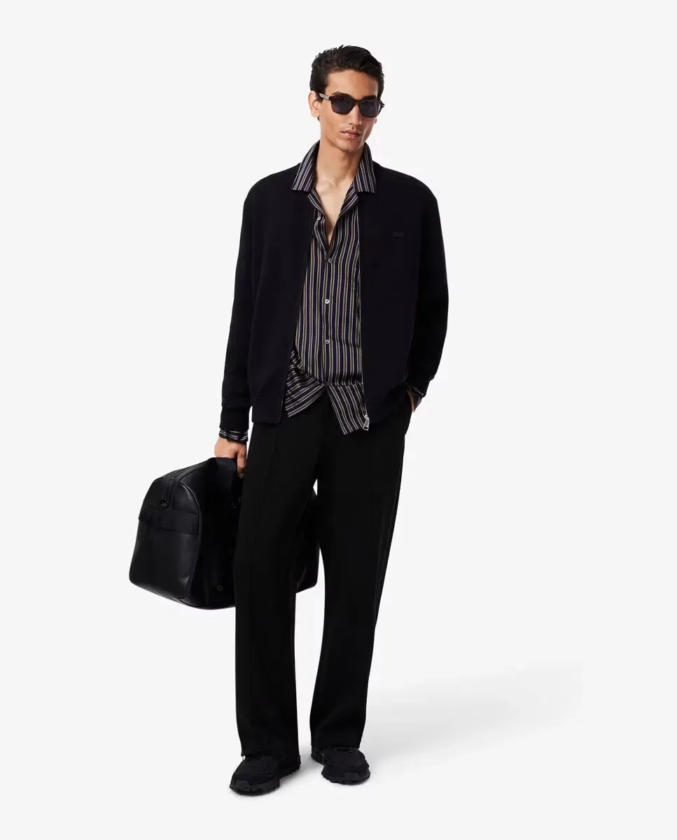 Мужская куртка-бомбер из хлопка и шерсти Lacoste, Negro — фото 4