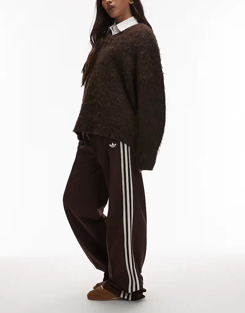 Свободные спортивные брюки Adidas Originals Firebird коричневого и, кремовый — фото 2