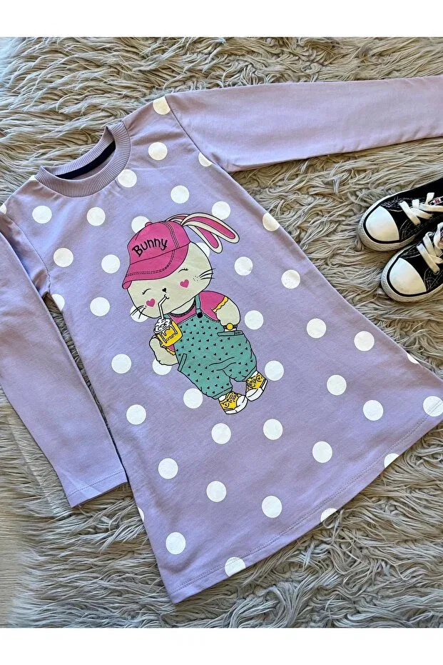Детское платье для девочек с принтом Polka dot bunny bunny seasonal girl's dress Enes Baby, Lila