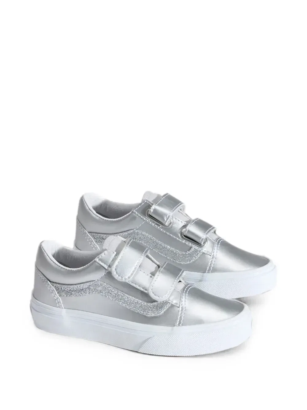 Кроссовки с блестками на липучках Vans Kids, серебряный