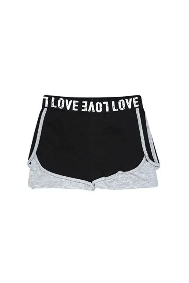 Детские шорты для девочек хлопковые Love Written Lovetti, Black + Gray — фото 3