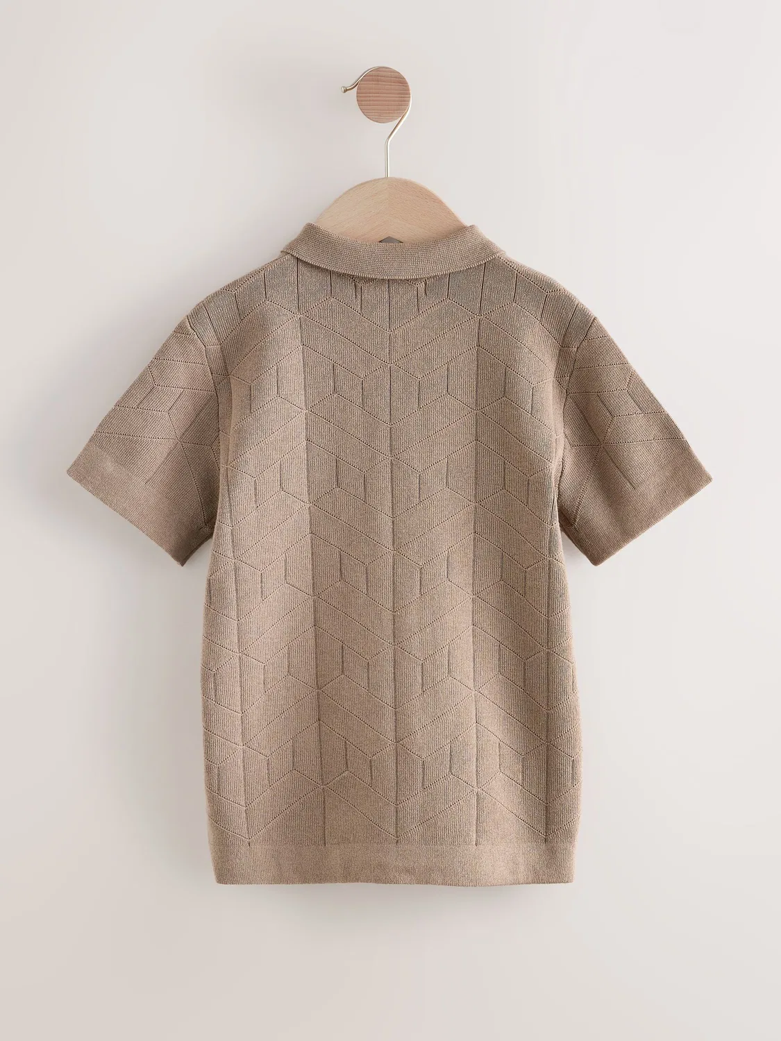 Полочная рубашка поло с вязаным воротником, Taupe Brown Next — фото 2