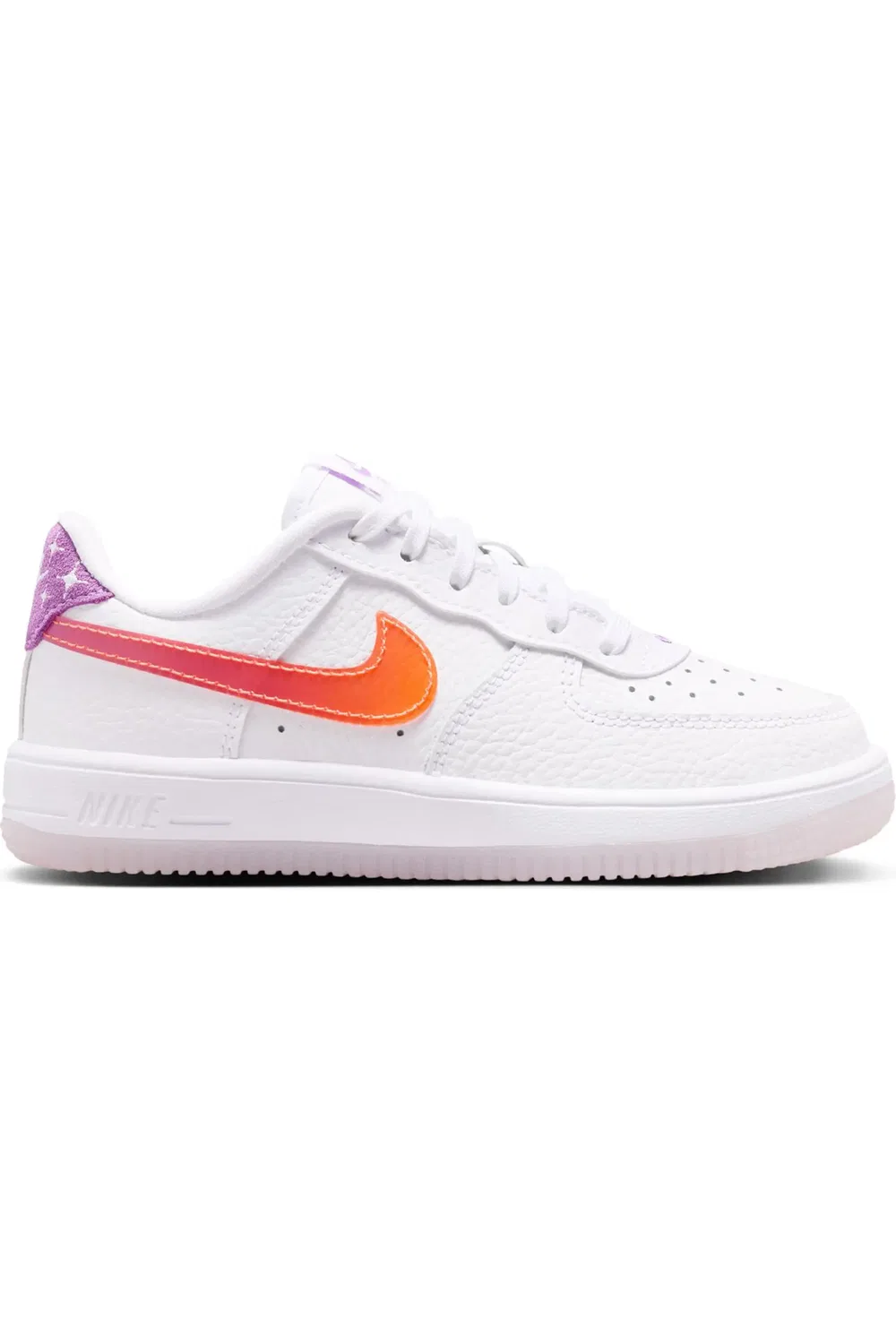 Кроссовки детские с технологией Air Force 1 Nike, White/Bright Violet/Orange — фото 2
