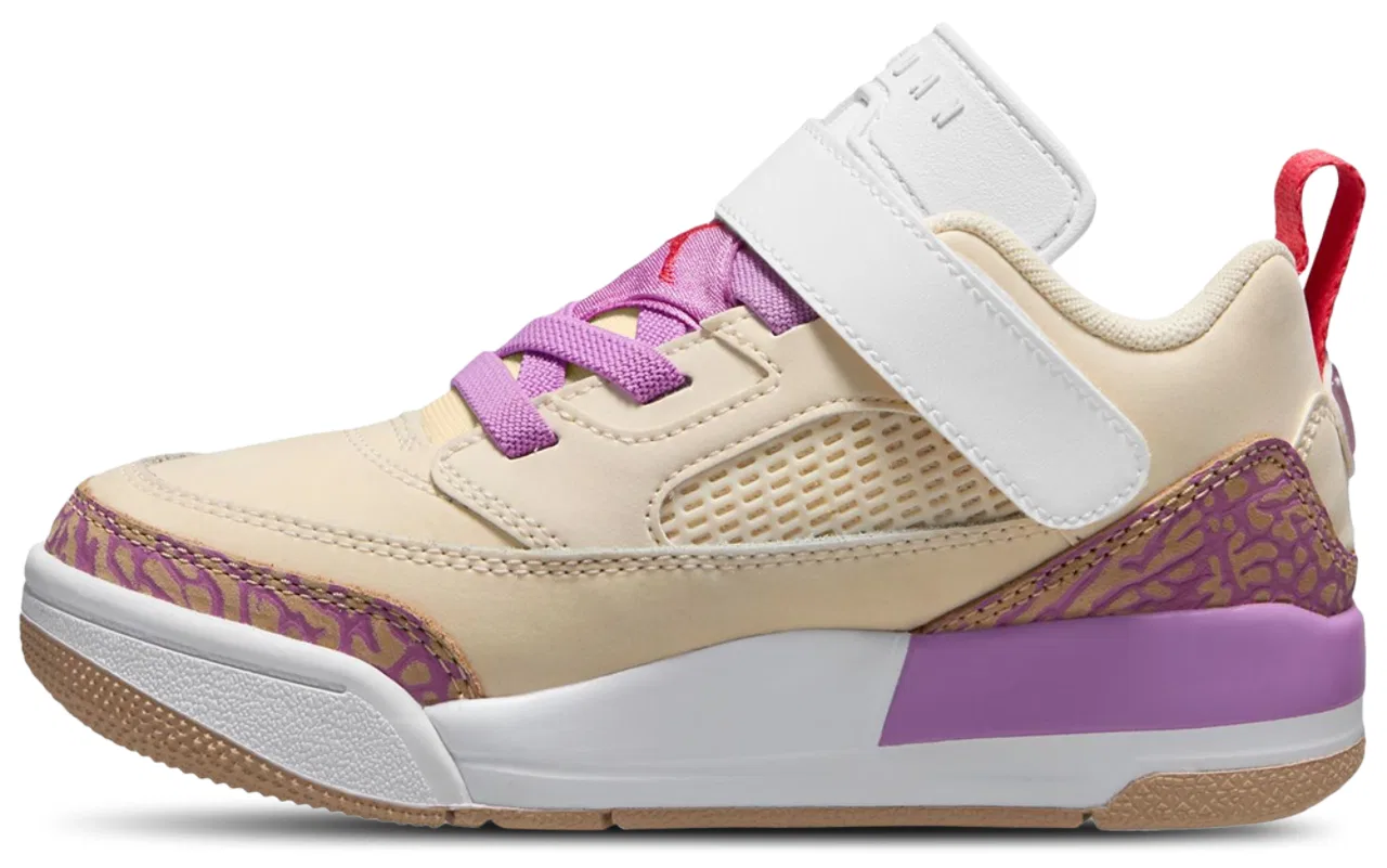 Детские кроссовки для девочек с липучкой Jordan Spizike Low Fem, Rush Fuchsia/Pale Ivory/Fusion Red — фото 2