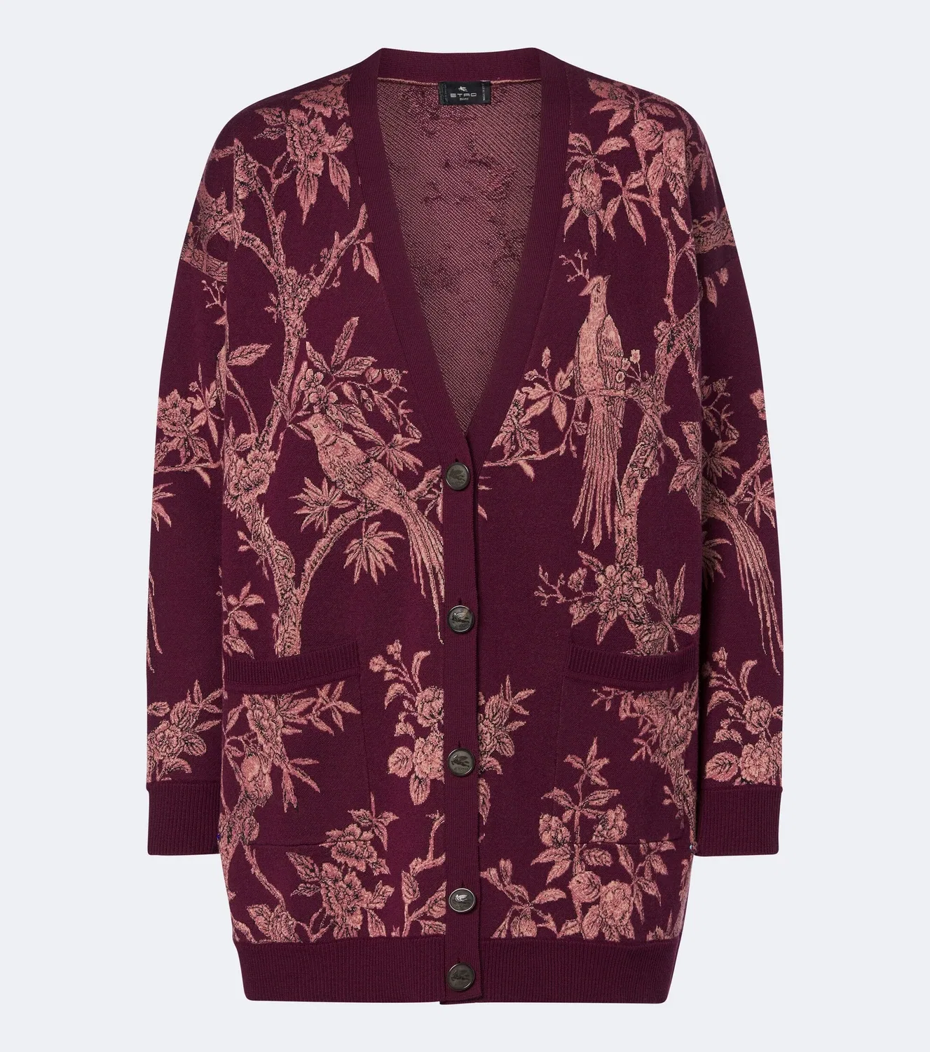 Кардиган с цветочным жаккардовым узором Etro, бордовый